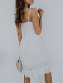 Strap Button Beach Lace Dress