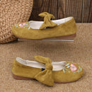 New Embroidered Bow Flat Mary Jane Shoes