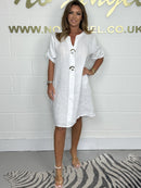 🎉100% linen button dress