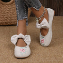 New Embroidered Bow Flat Mary Jane Shoes