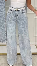 Women's Plaid Casual Wide-leg Jeans