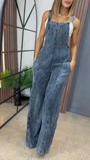 Women's Double Pocket Wide Leg Casual Overalls