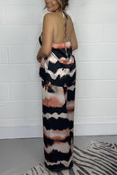 Women's Tie Dye Bow Halter Neck Top & Trouser Co-Ord