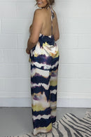 Women's Tie Dye Bow Halter Neck Top & Trouser Co-Ord