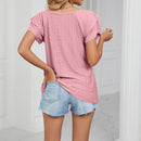 Solid Color Double-sleeved V-neck Loose T-shirt (Buy 3 Free Shipping)