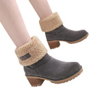 Women's Solid Color Fuzzy Boots, Soft Sole Chunky Heel Fleece Lining Boots, Winter Non-slip Snow Boots