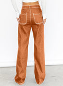 Dokotoo Women's Casual Mid Waist Cargo Jeans Stretch Wide Leg Denim Pants with Pockets