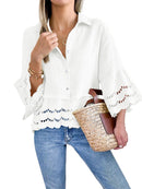 Women's Eyelet Lace Blouse Tops (Buy 2 Free Shipping）