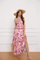 GRACE KARIN Women's Summer Dresses 2025 Halter Neck Sleeveless Smocked Backless Cut Out Floral Flowy A Line Maxi Dress