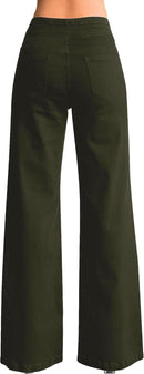 roswear Women's Wide Leg Jeans Casual High Waisted Stretch Baggy Loose Denim Pants