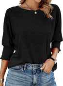 Women's Round Neck 3/4 Sleeve Basic T-Shirts (Buy 3 Free Shipping)