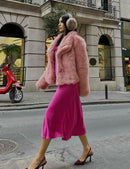 Flygo Women's Faux Fur Coat Fluffy Faux Fur Jacket Long Sleeve Lapel Furry Winter Jackets Shaggy Parka Short Coat