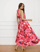 GRACE KARIN Women's Summer Dresses 2025 Halter Neck Sleeveless Smocked Backless Cut Out Floral Flowy A Line Maxi Dress