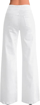 roswear Women's Wide Leg Jeans Casual High Waisted Stretch Baggy Loose Denim Pants