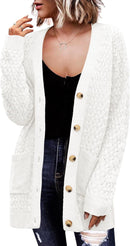 Zeagoo Womens 2024 Long Sleeve Chunky Cable Knit Fall Cardigans Sweaters Button Down Open Front Outerwear with Pockets