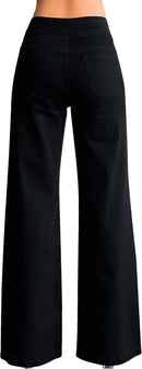 roswear Women's Wide Leg Jeans Casual High Waisted Stretch Baggy Loose Denim Pants