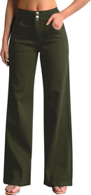 roswear Women's Wide Leg Jeans Casual High Waisted Stretch Baggy Loose Denim Pants