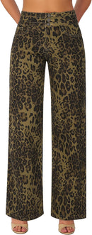 roswear Women's Wide Leg Jeans Casual High Waisted Stretch Baggy Loose Denim Pants