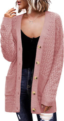 Zeagoo Womens 2024 Long Sleeve Chunky Cable Knit Fall Cardigans Sweaters Button Down Open Front Outerwear with Pockets