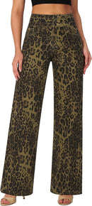 roswear Women's Wide Leg Jeans Casual High Waisted Stretch Baggy Loose Denim Pants