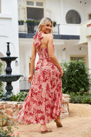 GRACE KARIN Women's Summer Dresses 2025 Halter Neck Sleeveless Smocked Backless Cut Out Floral Flowy A Line Maxi Dress