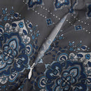 Women's Flowy Ethnic Puff Long Sleeve Midi Dress Casual Boho Floral Swing V-Neck Vacation Ruffle Dress with Belt