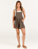 ANRABESS Casual Adjustable Strap Linen Short Bib Overalls Jumpsuit Rompers