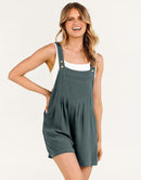 ANRABESS Casual Adjustable Strap Linen Short Bib Overalls Jumpsuit Rompers