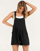 ANRABESS Casual Adjustable Strap Linen Short Bib Overalls Jumpsuit Rompers