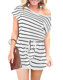 ANRABESS Casual Off Shoulder Elastic Waist Stretchy Long Romper Jumpsuit