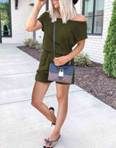 ANRABESS Casual Off Shoulder Elastic Waist Stretchy Long Romper Jumpsuit