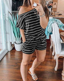 ANRABESS Casual Off Shoulder Elastic Waist Stretchy Long Romper Jumpsuit