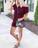 ANRABESS Casual Off Shoulder Elastic Waist Stretchy Long Romper Jumpsuit