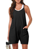 Anrabess Casual Rompers Loose Spaghetti Strap Shorts Jumpsuit with Pockets