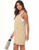 Anrabess Casual Rompers Loose Spaghetti Strap Shorts Jumpsuit with Pockets