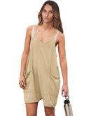 Anrabess Casual Rompers Loose Spaghetti Strap Shorts Jumpsuit with Pockets
