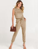 ANRABESS Crewneck Sleeveless Stretchy Jumpsuits Rompers with Pockets