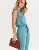 ANRABESS Crewneck Sleeveless Stretchy Jumpsuits Rompers with Pockets