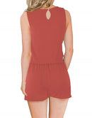 ANRABESS Scoop Neck Sleeveless Tank Top Short Jumpsuit Rompers with Pockets