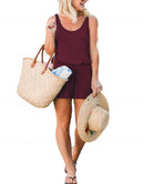 ANRABESS Scoop Neck Sleeveless Tank Top Short Jumpsuit Rompers with Pockets