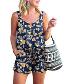 ANRABESS Scoop Neck Sleeveless Tank Top Short Jumpsuit Rompers with Pockets