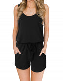 ANRABESS Scoop Neck Sleeveless Tank Top Short Jumpsuit Rompers with Pockets