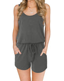 ANRABESS Scoop Neck Sleeveless Tank Top Short Jumpsuit Rompers with Pockets