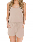 ANRABESS Scoop Neck Sleeveless Tank Top Short Jumpsuit Rompers with Pockets
