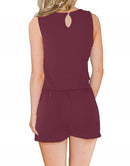 ANRABESS Scoop Neck Sleeveless Tank Top Short Jumpsuit Rompers with Pockets