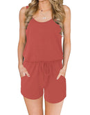ANRABESS Scoop Neck Sleeveless Tank Top Short Jumpsuit Rompers with Pockets