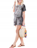 ANRABESS Short Sleeve Striped Jumpsuit with Pockets Short Pant Rompers Pajamas Loungewear