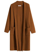 ANRABESS Women's 2023 Fall Cardigan Sweater Long Sleeve Open Front Lapel Coat Casual Knit Coatigan Jacket with Pockets