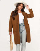 ANRABESS Women's 2023 Fall Cardigan Sweater Long Sleeve Open Front Lapel Coat Casual Knit Coatigan Jacket with Pockets
