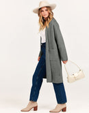 ANRABESS Women's 2023 Fall Cardigan Sweater Long Sleeve Open Front Lapel Coat Casual Knit Coatigan Jacket with Pockets